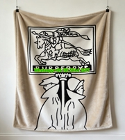 Burberrys Vintage Equestrian Knight Flannel Throw Blanket B116